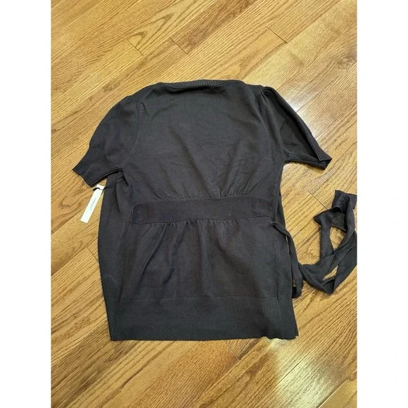 Vertigo Paris Ballet Wrap Sweater Medium Balletcore Classic NEW Chocolate Brown - Picture 8 of 9